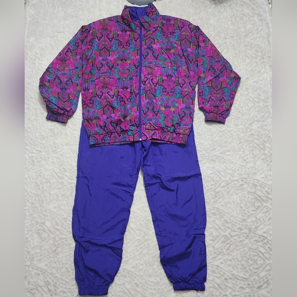 Vintage 90's Lavon windbreaker Track Suit Set Jacket and Pant Size M Retro - Picture 1 of 14